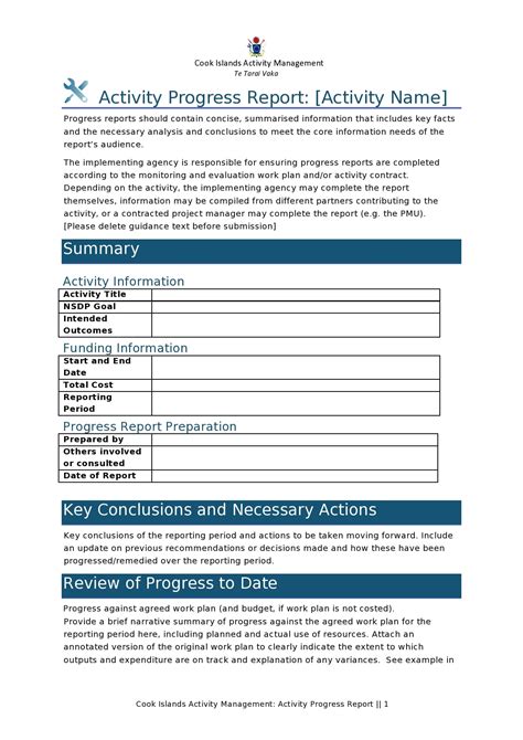consultant monthly progress report template